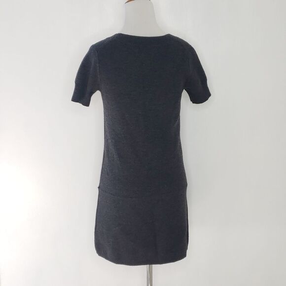 Theory Jenilee B New Steady Wool Gray Tunic Sweater Dress Short Sleeve Small - Picture 4 of 8